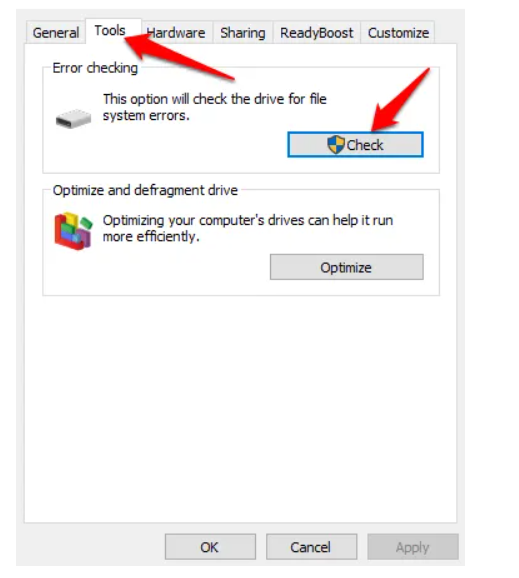 بررسی و تعمیر فلش با استفاده از Windows Explorer